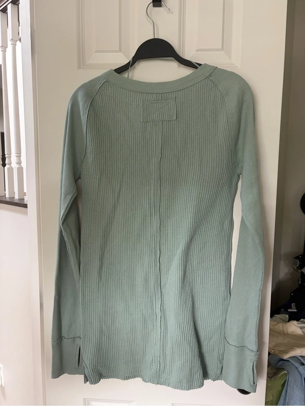 NWT Free People iceberg Green Ribbed Crewneck M